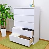 幅80cm 高さ117cm ５段 ハイチェスト ホワイト 白 エナメル塗装 日本製 国産 チェスト クリオス AYU-3-116