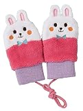DECOLE キッズ un dou dou ふわふわ素材のワンポイント刺繍付 ミトン 手袋 うさぎ KS-74632