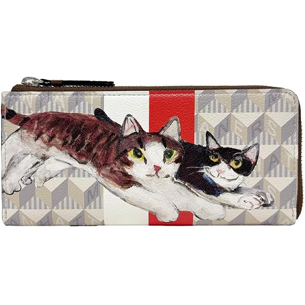 Amazon | [マンハッタナーズ] ラウンドファスナー長財布 NY猫絵暦4月