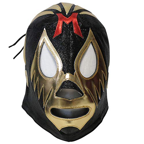 【プロレス マスク】仮面貴族 ミル・マスカラス 試合用マスク ブラック×ゴールドトレード ルチャリブレ プロレス