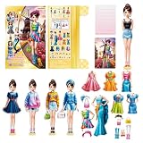 着せ替えゲーム,着せ替えおもちゃ - マグネット ピープルの衣装とアクセサリー ドレスアップ キット | 幼児アクティビティ マグネット ドレスアップ ステッカー ブック、子供用教育玩具 女の子用