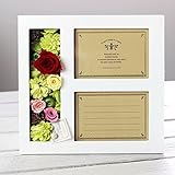 ローズガーデンのフォトスタンド♪ペアフォト赤系のバラ　写真2枚タイプ（プリザーブドフラワー）　クリアケース付き　写真立て