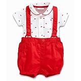 vicvik USベビー男の子ボウタイ紳士ロンパースジャンプスーツオーバーオールロンパース2色 95 レッド
