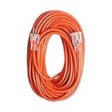 DealMux米国のプラグイン屋外ヘビーデューティ15A 14AWG SJTW 100フィートライトアップ電源延長コードケーブルオレンジ