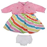 ベビー・赤ちゃん用 ガールズ キャンディーストライプ カラフル ボレロカーディガン・ノースリーブワンピース・フリルパンツのセット ベビー服セット ベビーギフトセット 女の子 (6-9ヶ月) (マルチカ