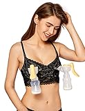 MOMANDA レディース マタニティブラジャー レース 大きいサイズ 産前産後備え 授乳ブラ 前開き パッドなし ワイヤー入り ブラック F80(36E)