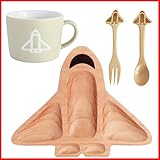 プチママン ロケット スペースシャトル お食事セット ウッドトレイ スプーン＆フォーク マグカップ ３点セット お子様へのプレゼントにピッタリ！子供 キッズ 赤ちゃん ベビー プレゼント ギフト ウッ