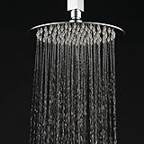 Hiendure 8 Inch Round Stainless Steel Shower Head High Pressure Rainfall Showerhead Ultra Thin Water