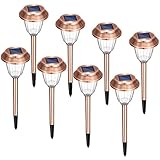 LEDガーデンライト ソーラーライト パスライト 芝生ランプ ステンレス製 自動点灯消灯 明暗センサー 8本セット ウォームホワイト