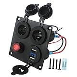 Perfk 4機能　パネル　ON-OFFトグルスイッチ　デュアルポート　USBコンセント　電圧計機能付き