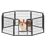 FEANDREA 犬サークル 高さ60cm 小型犬用 パネル8枚 複数連結可能 スチール製 組立簡単 折り畳み式 犬ゲージ 室内外兼用 犬用サークル PPK006B01 ペットフェンス