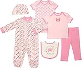 Baby Gear 6個ベビーガールズバタフライクラシックスリー、ボディスーツ、Tシャツ、パンツ3 – 6 M
