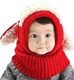 ニット帽 ニット帽子 ベビー キッズ 子供 防寒 (レッド)