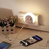 Homdox LED夜間ライトプラグインWarm White Nightlight Dusk to Dawn on / offモーションセンサーウォールライトの寝室、バスルーム、キッチン、廊下、階段、