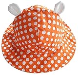 C-Princess 赤ちゃん ベビー キッズ用 帽子 バッケトハット サファリハット つば付き 日よけ 紫外線防止 水玉柄 耳 かわいい 女の子 男の子 オレンジ