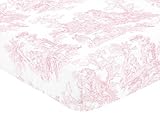 Pink French Toile Fitted Crib Sheet for Baby and Toddler Bedding Sets by Sweet Jojo Designs - Toile 