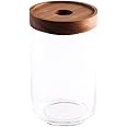 スワンソン商事 Chabatree ガラス 保存容器 キャニスター 750ml 直径9×高さ15cm アカシア木蓋 パッキン付き ガラスジャー ST-008