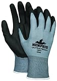 MCR Safety 9699XL UltraTech HPT Polyvinyl Chloride Palm Gloves with Straight Thumb, Black/Gray, X-La