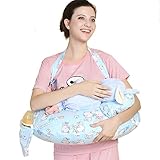 チャミ 授乳クッション 人気 授乳枕 授乳神器 乳児用腰を守る　抱き枕 綿製品 マルチカラー選択可能 カバー付く (小熊ブルー)