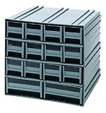 Quantum QIC-12123BL Interlocking Gray Storage Cabinet with 14 Blue Drawers, 11.38-Inch by 11-3/4-Inc