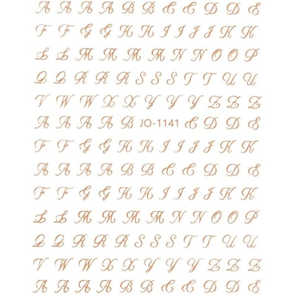 Amazon | (HBJY163 ブラック) 筆記体アルファベット ネイル