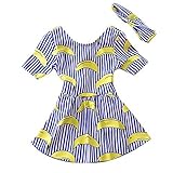 Taiycyxgan Baby Girlsストライプバックレス水着Kids Swimdress Bathing Suit withヘッドバンド カラー: ブルー