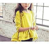 Candykids子供服 ガールズ ワンピース Tシャツ あったか 入学式 入園式 卒業式 卒園式 キッズ 子供服 女の子 ガール ガールズ (140cm, イエロー)