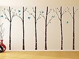 Pop Decors Birch Trees with One Bird Nursery Wall Stickers for Kids Rooms [並行輸入品]