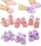Toptim Baby Girls' 6 Pairs Bowknots Socks Lace Antiskid Toddler Walker Sock 6-12 M [並行輸入品]