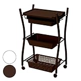 シェイプワゴン 4段 全2色 幅52.5×奥行34.5×高さ81.5cm ダークブラウン [ エステワゴン ネイルワゴン 美容室ワゴン キッチンワゴン マルチワゴン サイドワゴン キャスターワゴン キャスター付き インテリア 収納 業務用 