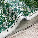 KOKKA 花柄 綿100％ 60ローン 生地 長1ｍ単位で延長可能 布 布地 シャツ ワンピース 洋服 布地専門店 kijiya (c グリーン)