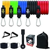 FITPROS Premium Resistance Bands Set, Exercise Tubes with Handles, Door Anchor and Ankle Straps - Stackable Up to 70KG - Work