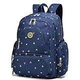 Abonnylv Diaper Bag Backpack with Insulated Pockets , Changing Pad and Stroller Strap ( Blue Flower)