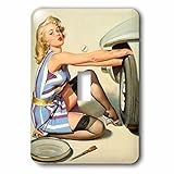 3droseレトロPinups – イメージのレトロElvgrenピンナップChangingタイヤ – 照明スイッチカバー – シングルトグルスイッチ( LSP _ 255430 _ 1 )