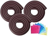 Babystity 危険防止 コーナー ガード クッション 両面テープ クリーニングクロス (2m×3個, ダークブラウン)