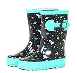 キッズ柄レインブーツ (ドリドリ)doridori 6色 子供用 長靴(20cm, スペースブラック)glo001