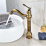(Antique Brass)Rozin Single Hole Deck Mounted Bathroom Countertop Faucet One Handle Vessel Sink Mixi