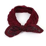女の子スウィートかぎ針編みの弓ターバンヘッドラップ花のヘッドバンドヘアアクセサリー冬の耳元のヘッドバンド (8)