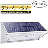 Licwshi 1100 Lm ソーラーライト 48LED 4500mAh防水 アルミ合金 人感センサーライト 防犯ライト ガーデンライト IP65防水 太陽発電 省エネ 屋外照明 壁掛け式 段階/庭