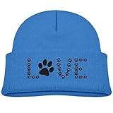 男女兼用 キッズ テーラード 犬の足 好き プリント ニット帽 ビーニー 今季最新 ワッチ オールシーズン アウトドア 日よけ お出かけ 通学 遠足 ウトドア ブルー