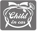 imoninn CHILD in car ステッカー　【マグネットタイプ】　No.29　お花リボン　（シルバーメタリック）