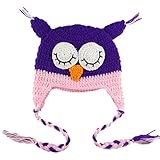 Luck ベビーニット帽子 女の子 男の子 フクロウ かぎ針編み イヤーフラップ ニットキャップ (タイプ2)