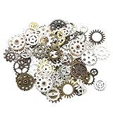 [BLOOPIC] 歯車 チャーム ハンドメイド パーツ 約50個セット 色の混合 ギア部品 大容量 手芸 DIY ハンドメイド アクセサリーパーツ スチームパンク風