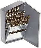 Chicago Latrobe 550 Series Cobalt Steel Jobber Length Drill Bit Set With Metal Case, Gold Oxide Fini