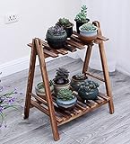 消毒木製フラワースタンド アンティーク2層天然木材屋内/屋外植物劇場折りたたみポータブルハーブブース温室木枠庭装飾 強い支持力 (サイズ さいず : 60 * 32 * 59cm)