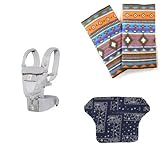 【セット買い】 Ergobaby ベビーキャリア ADAPT ADAPTクールエアベビーキャリア/グレー + BABYHOPPERリバーシブル・ベルトカバー フォークロア  AKDW00101