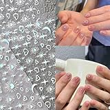 LASHIDOL ネイルシール ネイルパーツ 星 8枚セット ネイルシール 貼るだけ ネイル パーツ ネイルステッカー 浮き彫り 3D立体感 黒 白 金色 銀色 レーザー感の組み合わせ (星 01)