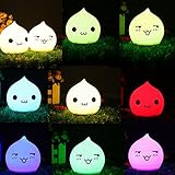 ILS - Battery Powered Colorful Waterdrop Silicone LED Night Light for Kid Bedroom Decoration