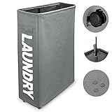 Anyshock Collapsible RollingランドリーバスケットHamper with 4 Wheels防水Clothes Hamper BinメッシュカバーGreat for Kids部