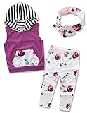 StylesILoveベビー女の子ノースリーブ花柄プリントパーカー+ロングパンツ+ヘッドバンド3個Outfit カラー: パープル